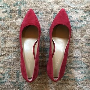 Ann Taylor Raspberry Red Suede Block Heel Pumps